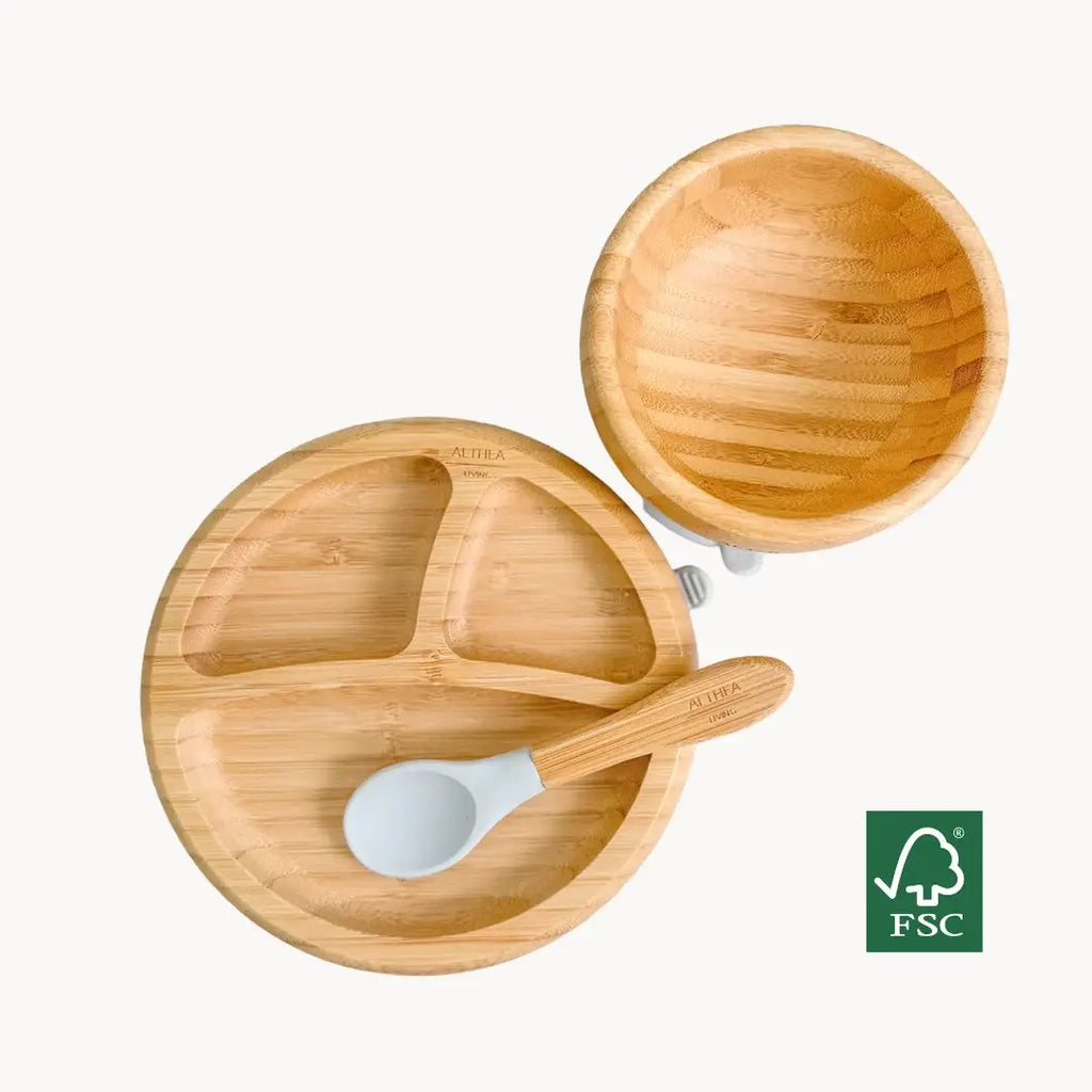 Natural bamboo dinnerware - 3 pieces: Capri Blue