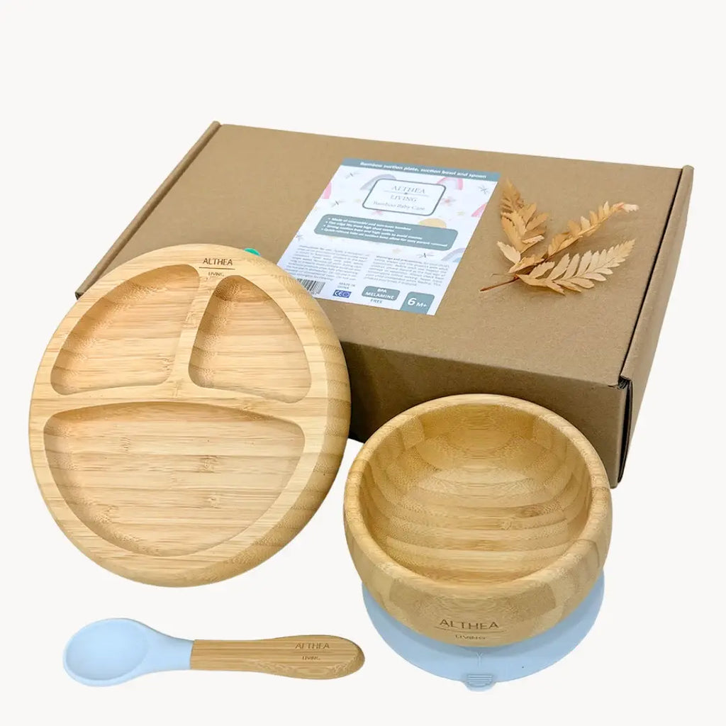 Natural bamboo dinnerware - 3 pieces: Capri Blue