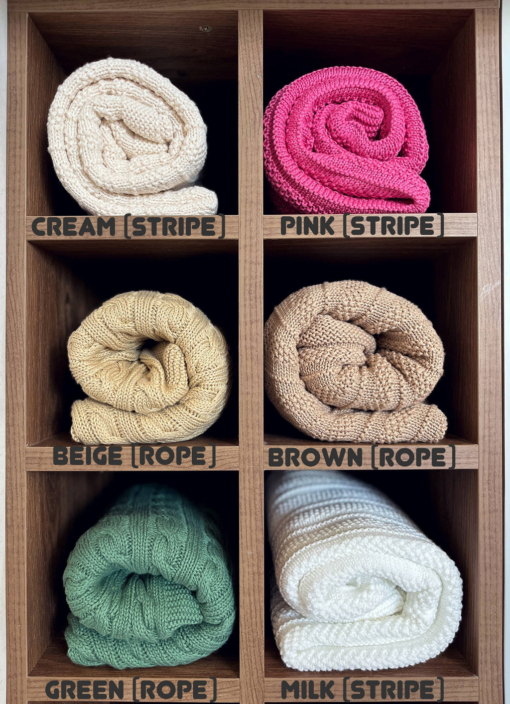 Baby blanket Knitted 100% Cotton: Milk / Rope