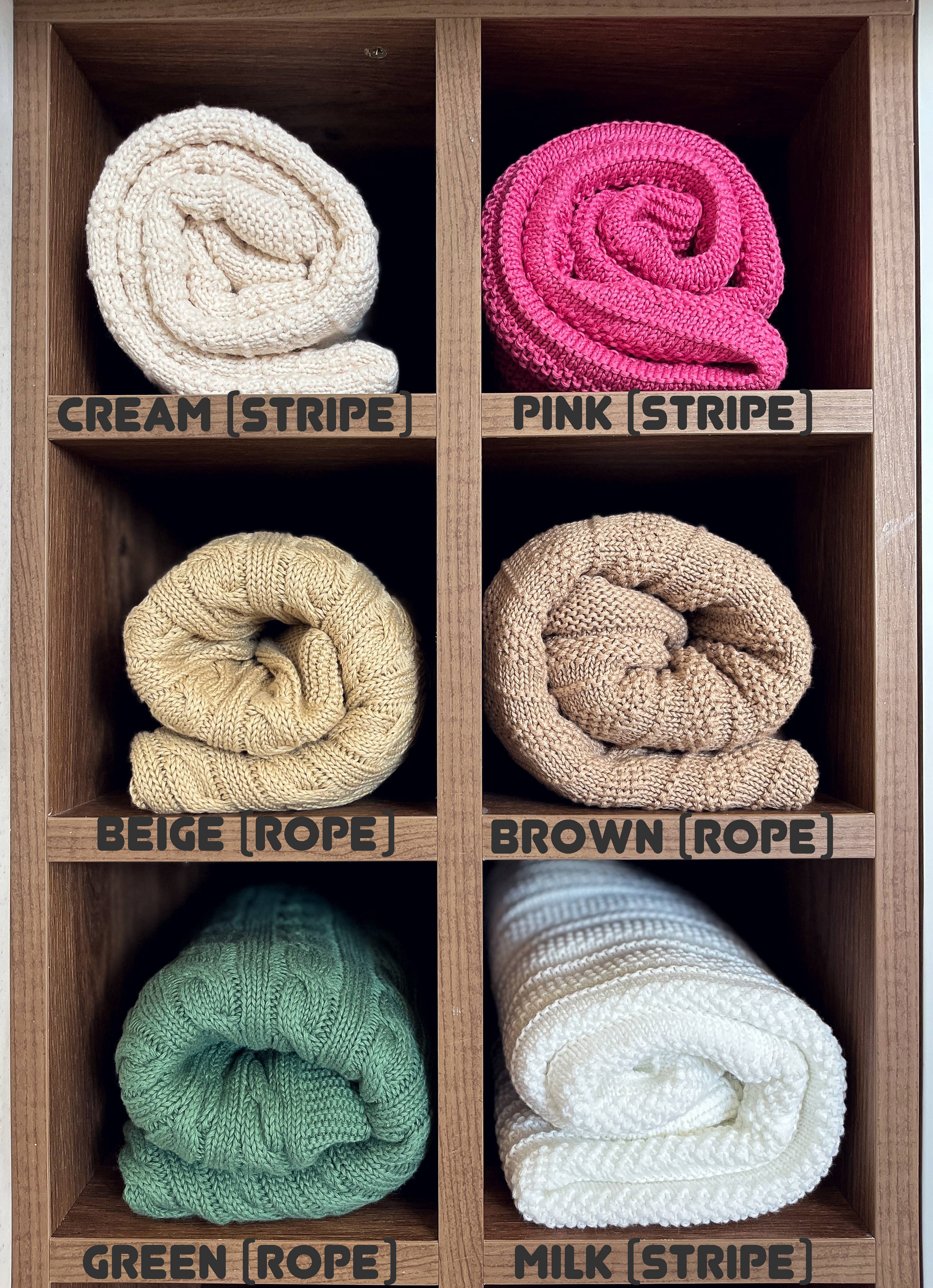 Baby blanket Knitted 100% Cotton: Milk / Stripe