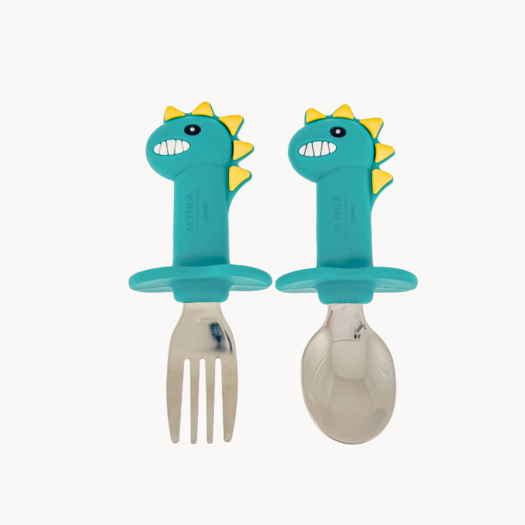Dinosaur-Shaped Fork and Spoon Set
