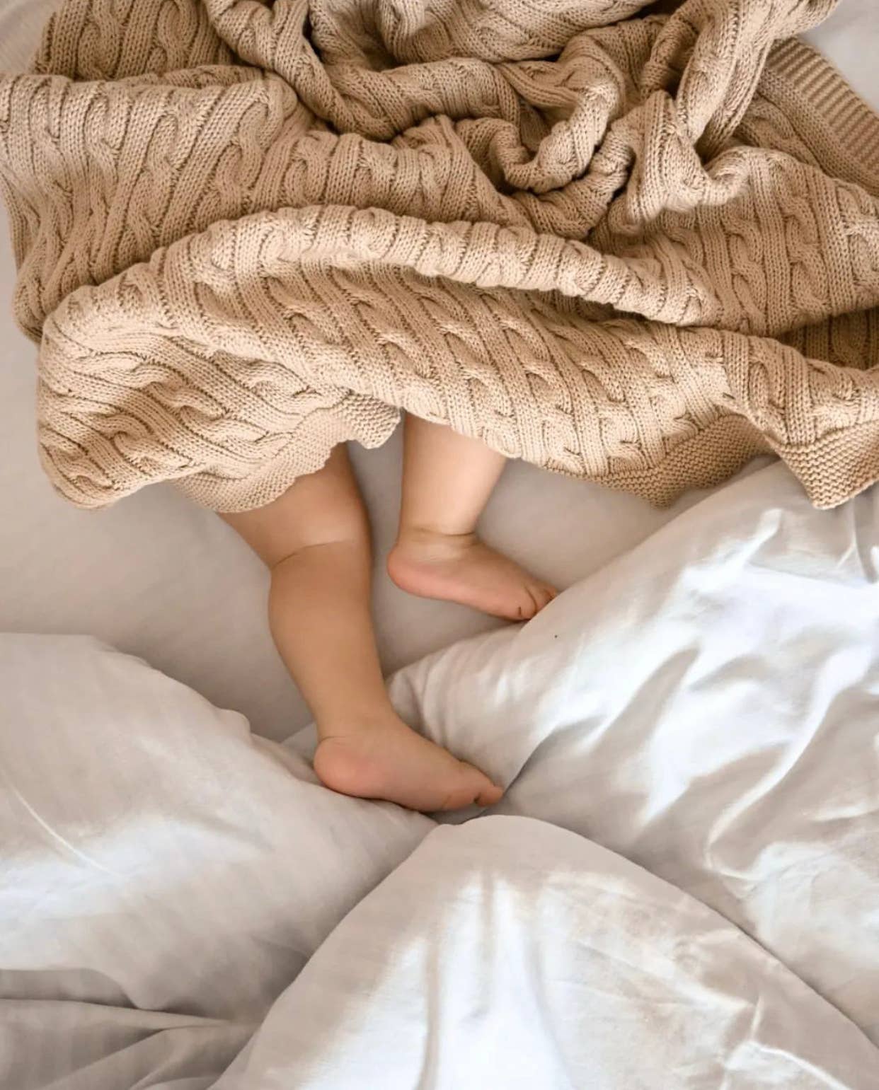 Baby blanket Knitted 100% Cotton: Milk / Stripe