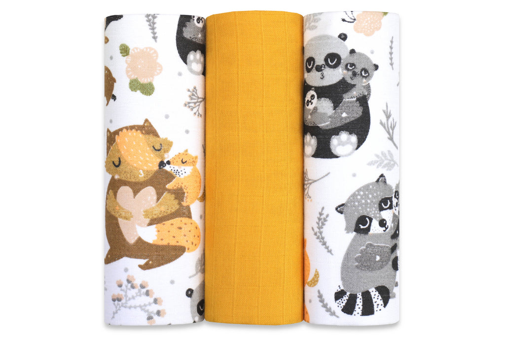 Premium Muslin Diaper Set - 3 Pack of 100% Natural Cotton: Owl / 60x60 - 3 pack