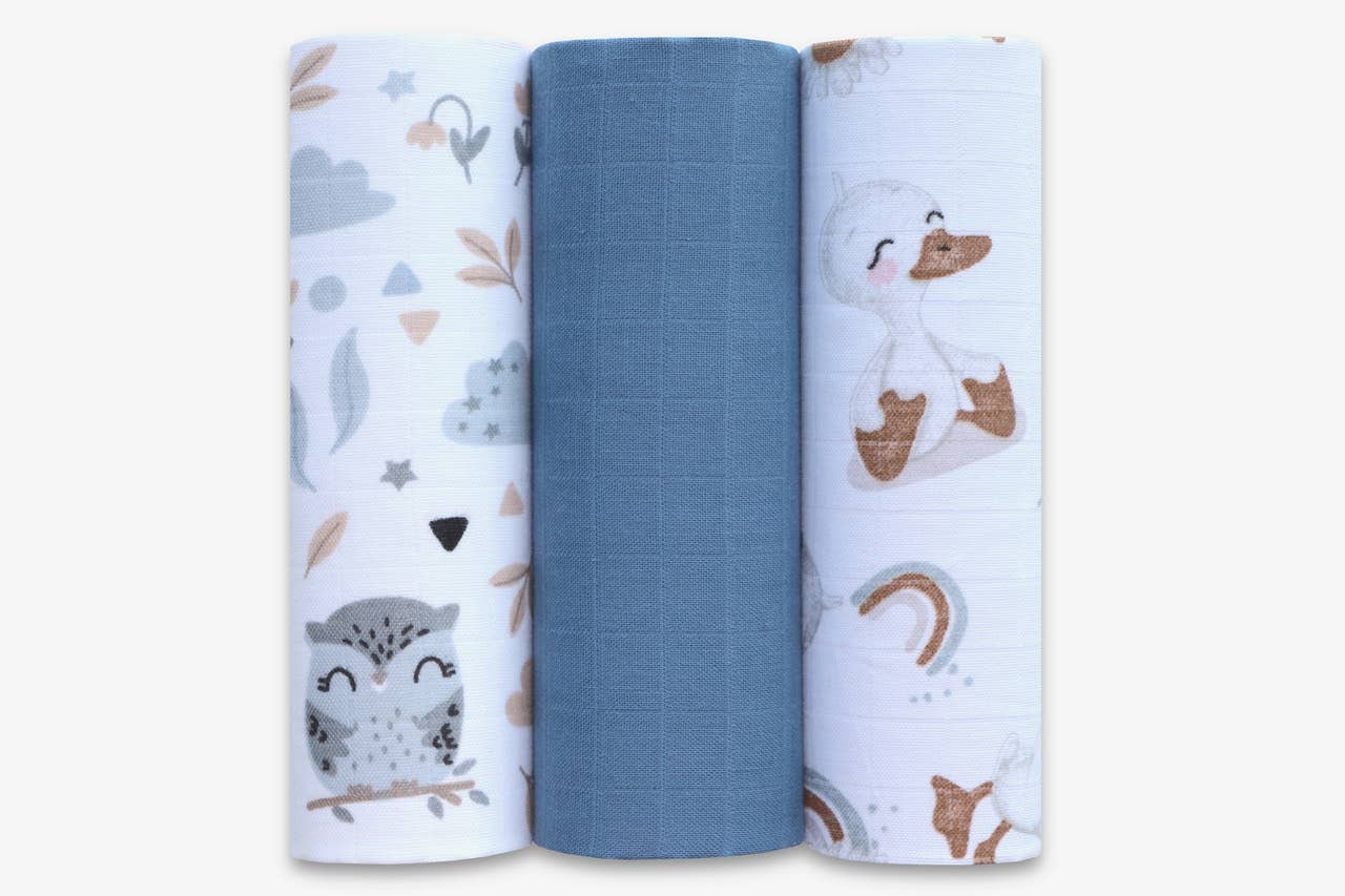Premium Muslin Diaper Set - 3 Pack of 100% Natural Cotton: Duck / 60x60 - 3 pack