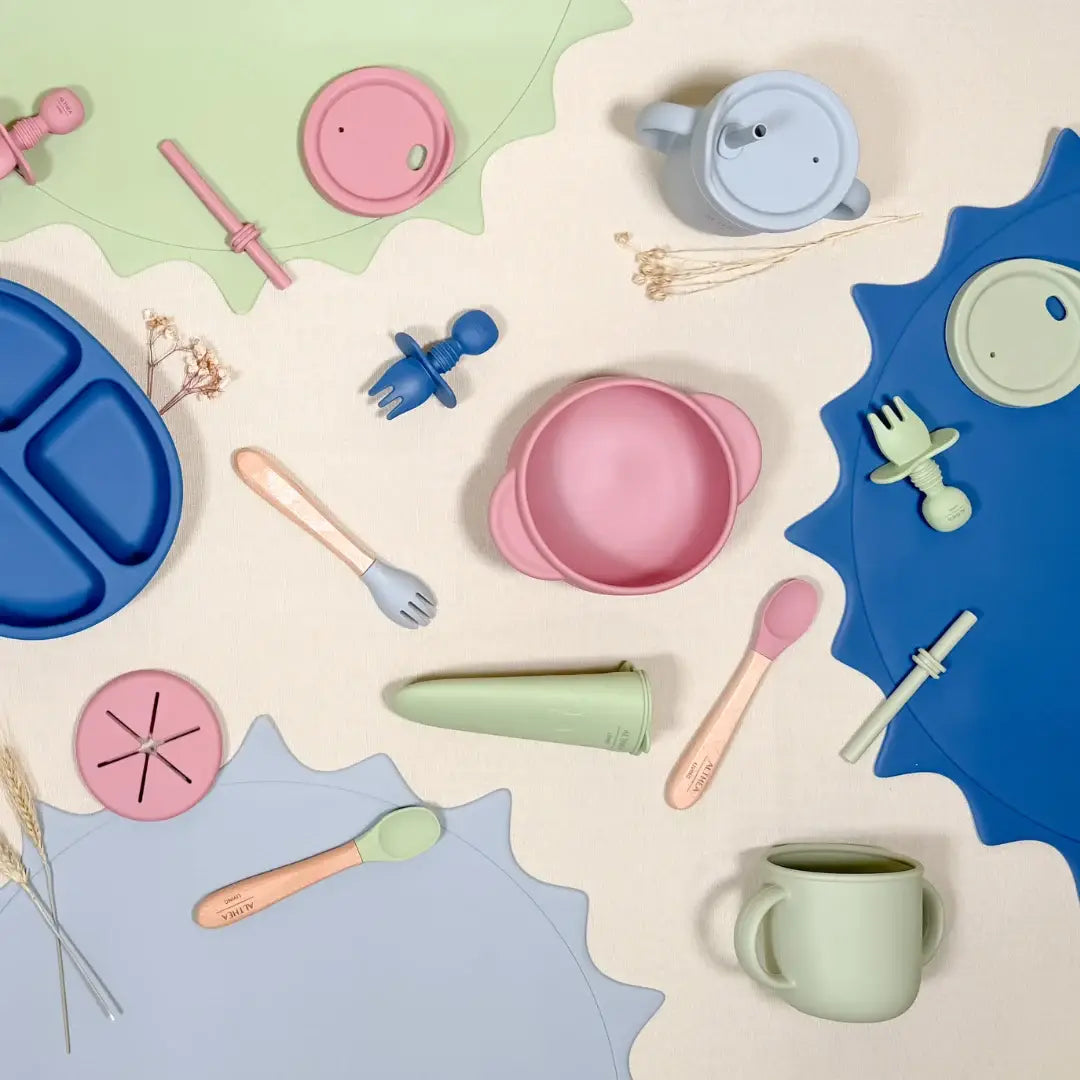 Organic silicone dinnerware - 15 pieces: Deep Pink