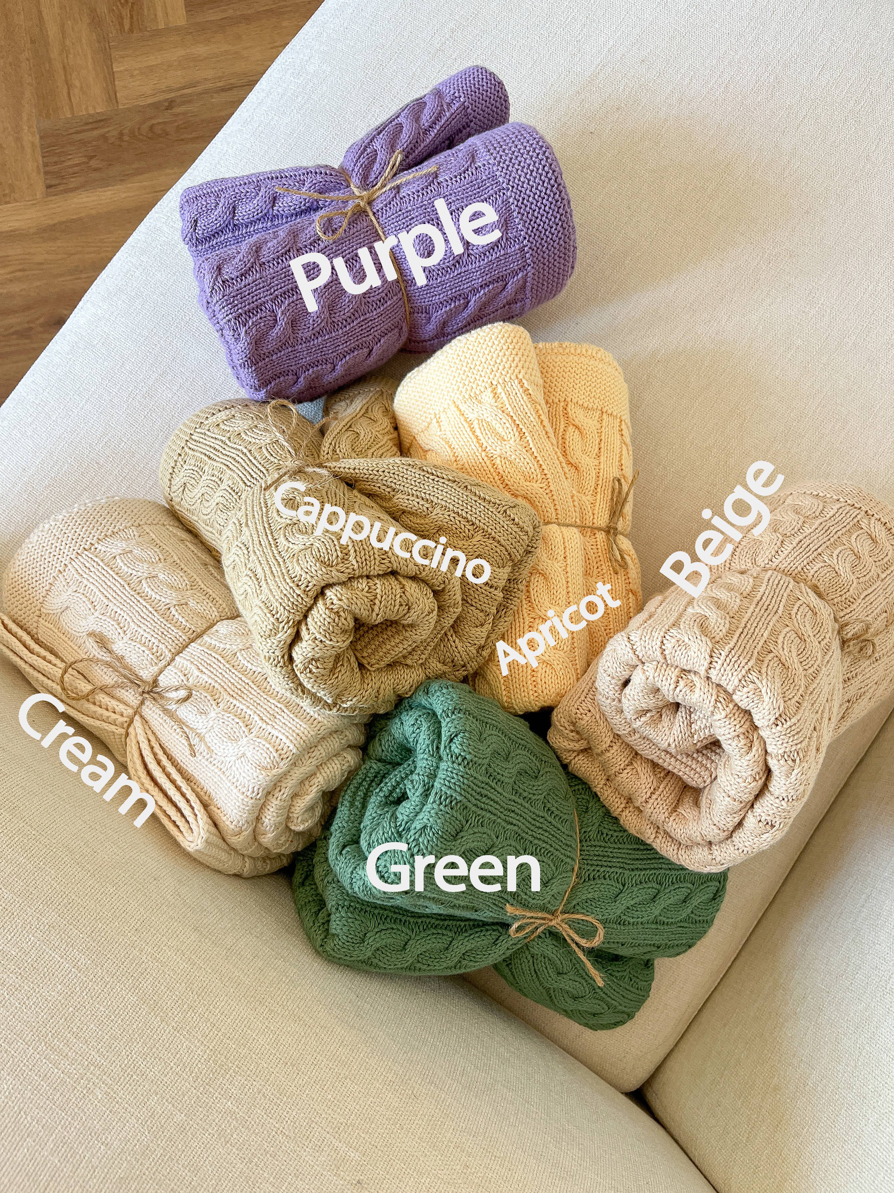 Baby blanket Knitted 100% Cotton: Milk / Rope
