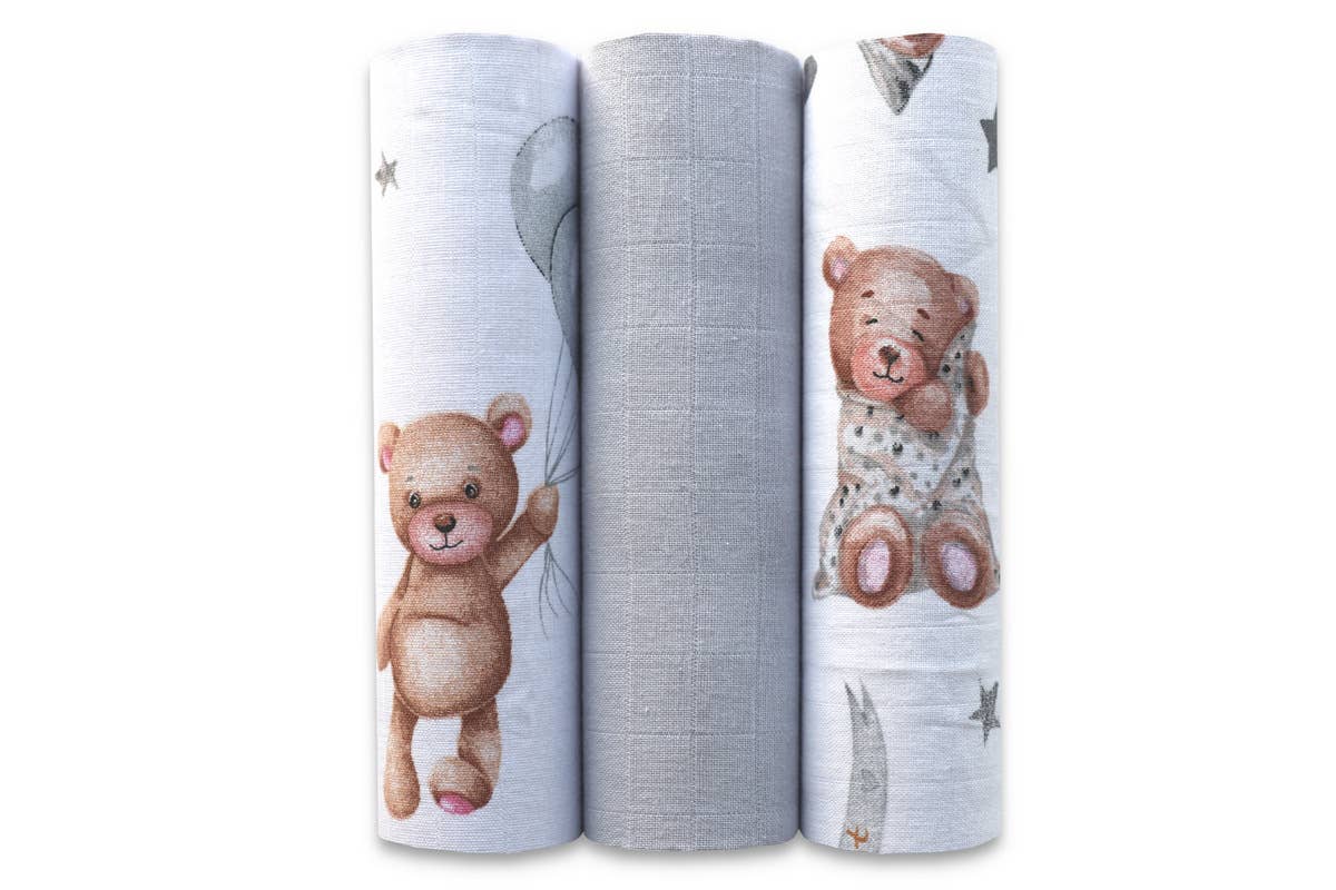 Premium Muslin Diaper Set - 3 Pack of 100% Natural Cotton: Owl / 60x60 - 3 pack
