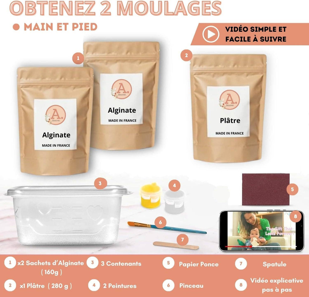 Baby Handprint Kit 2 (0-18 months) 100% French Craftsmanship