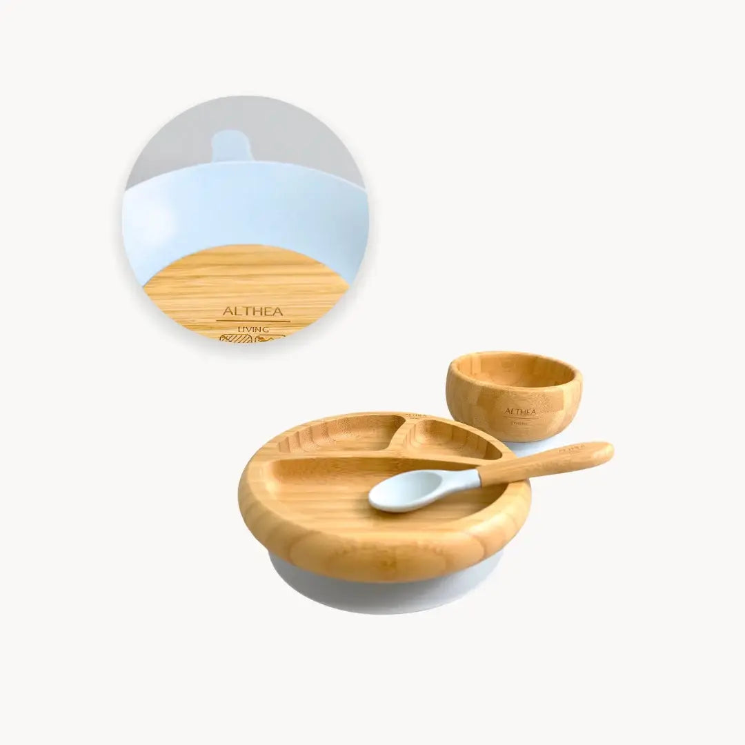 Natural bamboo dinnerware - 3 pieces: Capri Blue
